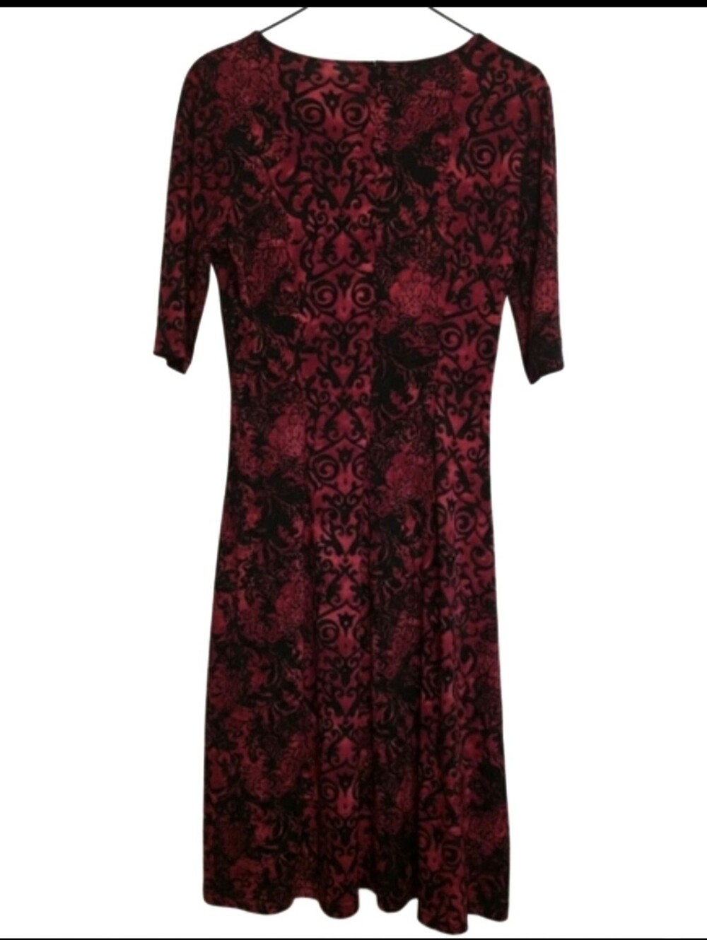 Red and Black Faux Wrap Shift Dress Size 6 Dress Barn - Picture 3 of 5